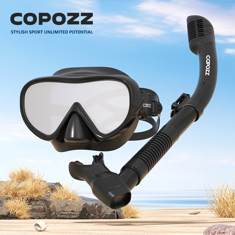 Freediving Mask Set - COPOZZ Neue Tauchmaske, Vollansichtsmaske, Unterwasser-Schnorchelmasken-Set, Schwimmschnorchel,