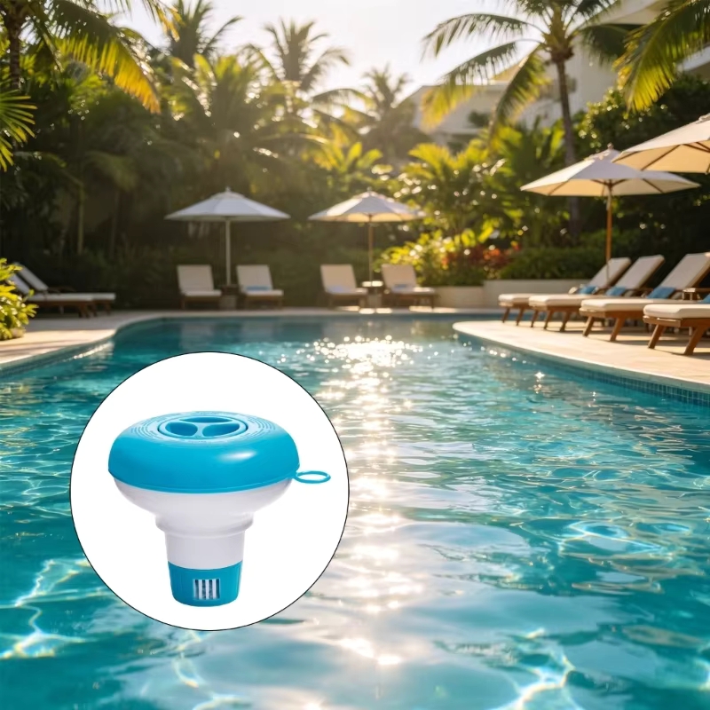 Swim Buoy Open Water - Schwimmender Tabletten-Spender für die Schwimmbadpflege, blau-weißer